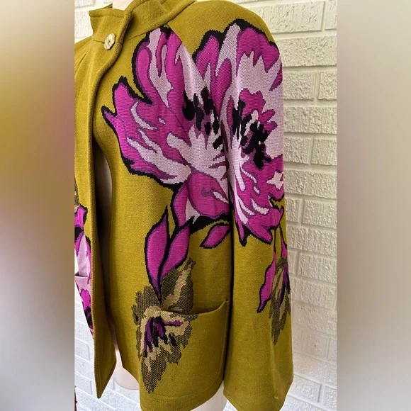 St John - chrysanthemum olive/Fuschia floral jacket - Picture 2 of 9